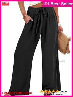 Women's Wide Leg Palazzo Pants High Waist Flowy Trousers
